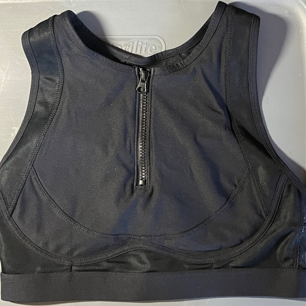 Fabletics Black Zip-Up Sports Bra